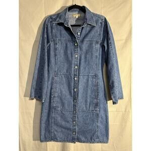 Vintage Territory Ahead Denim Shirt Dress EUC